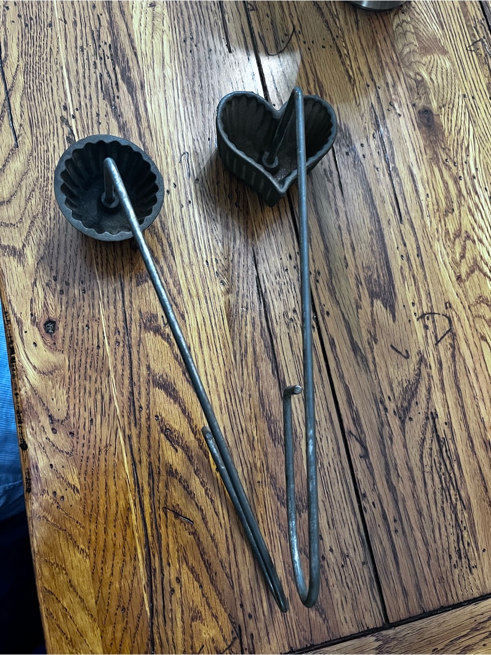Griswold #2 Cast Iron Heart & Round Patty Molds - Rustic Kitchen Tools